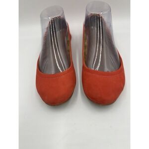 Lucky Brand Women's Ballet Slippers size 7 Orange Suede Soft Lace Up Back